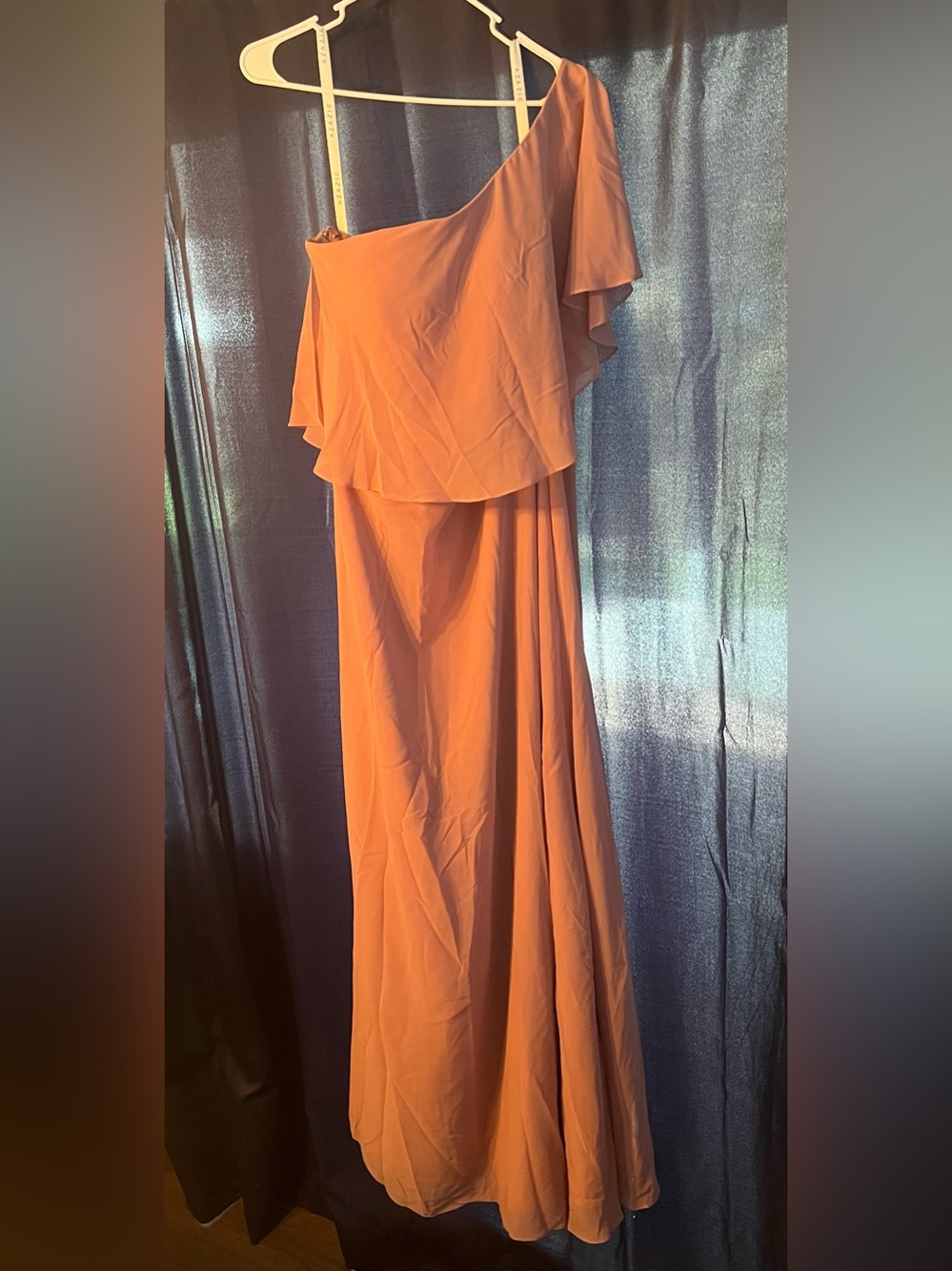 Azazie Bridesmaids Dress, One-Shoulder Ruffle in Rosette, Size A16